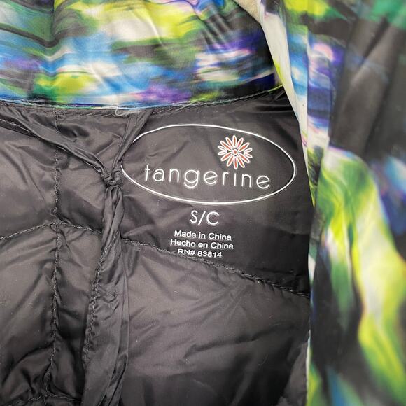 Tangerine Duck Down Puffer Vest Lightweight Packable Printed Size Small NWOT - Picture 7 of 9